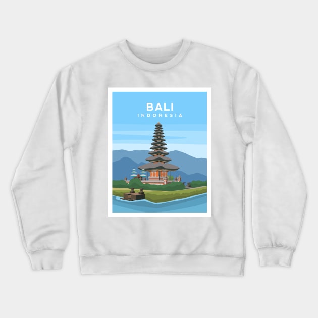 Bali, Indonesia - Pura Ulun Danu Temple Crewneck Sweatshirt by typelab